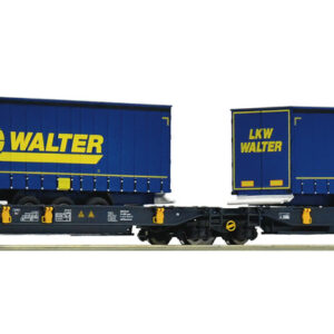 77363 Roco  Wascosa, Doppeltasschenwagen m/ lkw Walter  trailers,  HO.