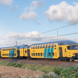 43579 NS. Dubbeldeks rijtuig, m/stuurstand 2e klasse, type DDM-2