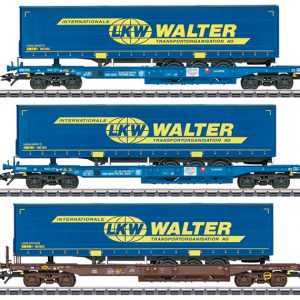47120  Rail-Cargo-Austria, set diepladers "LKW Walter"  3 wagens