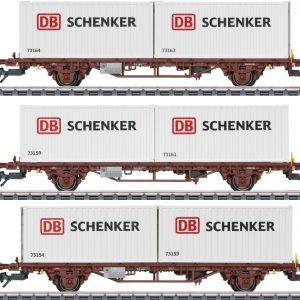 47725 DB. Containerdraagwagenset "SCHENKER" 3-delig