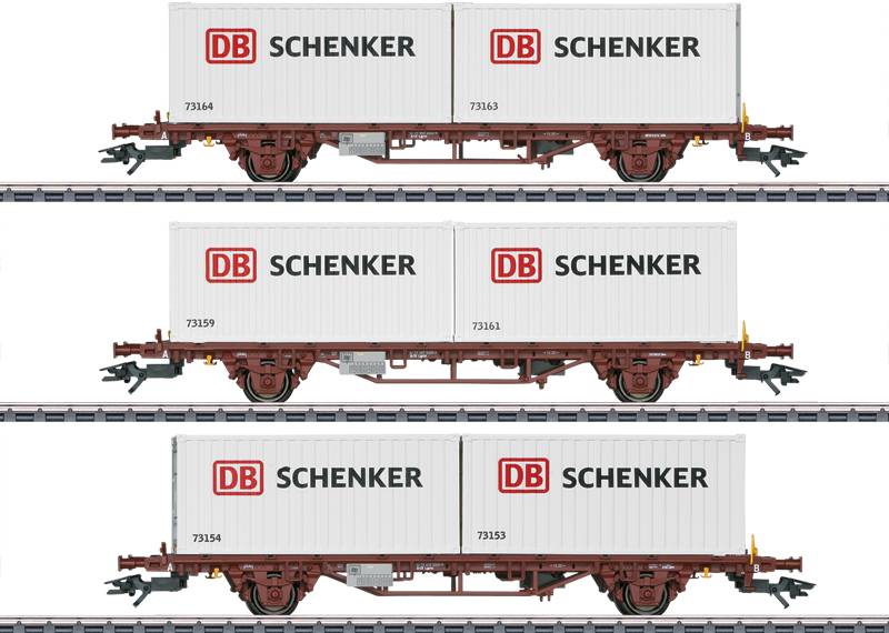 47725 DB. Containerdraagwagenset "SCHENKER" 3-delig
