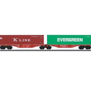 47800 DB. dubbele draagwagen Containers K-line/Evergreen