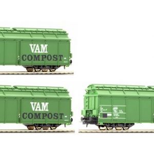 66116 NS. set met 3 VAM compost wagons, groen