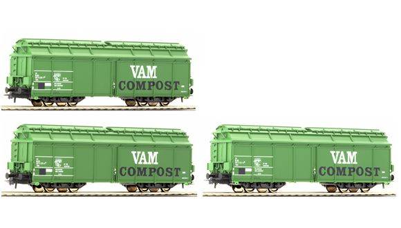 66116 NS. set met 3 VAM compost wagons, groen
